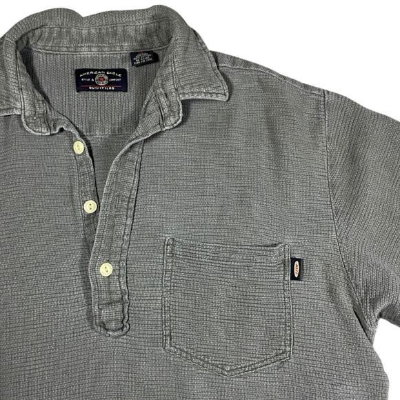 Vintage 90s American Eagle Textured Terry Cotton Polo Tee - L - Picture 3 of 5